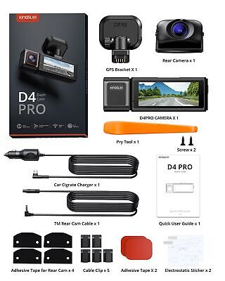 Kingslim D4PRO Dash Cam Front and Rear - 4K + 2K Dual Car Dashcam with WiFi G...