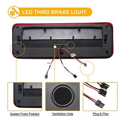 R&F Auto LED Clear Red Lens 3rd Brake Light Replacement for F150 (2004-2008)/...