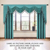 ELKCA Thick Chenille Window Curtains Valance for Living Room Turquoise Waterf...