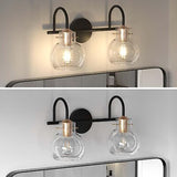 2 Light Bathroom Vanity Light, Black and Red Copper Bathroom Light Fixtures O...