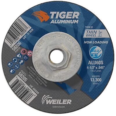 Weiler 58206 4-1/2 Inch Cutting Wheel, Tiger Aluminum Non-loading Contaminant...