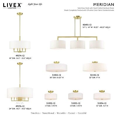 Livex Lighting 51054-12 Meridian Collection 3-Light Semi Flush Mount Ceiling ...