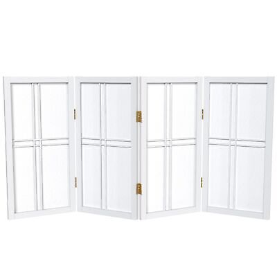 2 ft. Short Desktop Double Cross Shoji Screen - White - 4 Panels 4 Panel