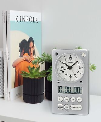 Seiko 3 in 1 Alarm Clock, Stopwatch and Timer, Silver