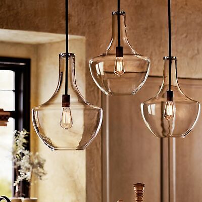 Kichler Everly 19.75" Kitchen Bell Pendant in Olde Bronze&#174;, 1-Light Clear S