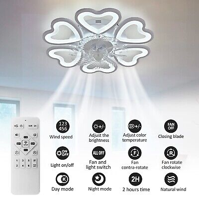 22.8 Inch Modern Ceiling Fan with Lights Remote Control, 6 Speed 3 Color Dimm...