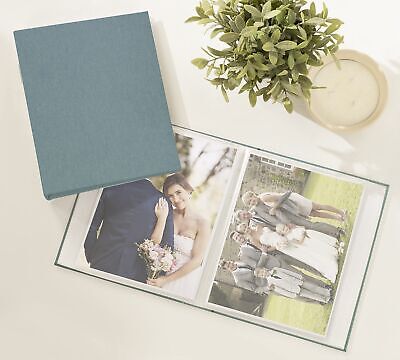 DesignOvation Cydney Photo Album, Set of 4, Teal, Linen Wrapped Photo Albums ...