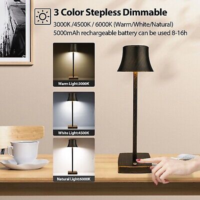 LED Desk Lamp Cordless Table Light, Rechargeable Battery Powered 3 Levels Bri...