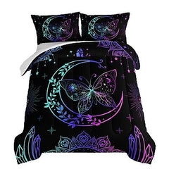 HOSIMA Butterfly Comforter Set 3Piece with 2 Pillowcases,Black Comforter Butt...