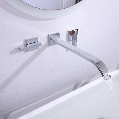 Wall Mount Bathtub Faucet Chrome, 2 Handle Tub Filler Faucet Wall Mounted Sol...