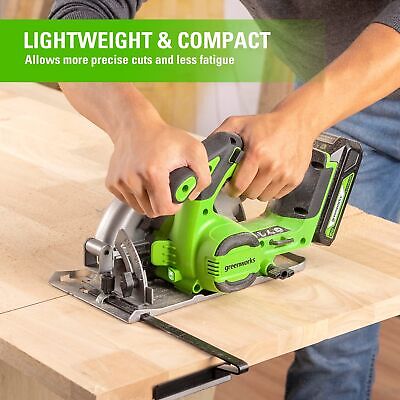 Greenworks 24V Brushless 6-1/2" Circular Saw, 4,800 RPM, Adjustable Cutting D...