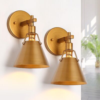 KSANA Antique Gold Wall Sconces Set of Two, Brushed Brass Sconces Wall Lighti...