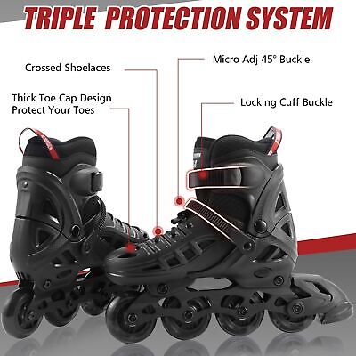 Inline Skates for Women Men, 4 Sizes Adjustable Roller Skates with Full Light...