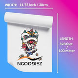 NGOODIEZ DTF Transfer Film Roll 11.75in x 328ft, Premium DTF Film for DTF Pri...