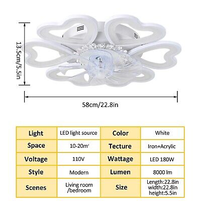 22.8 Inch Modern Ceiling Fan with Lights Remote Control, 6 Speed 3 Color Dimm...