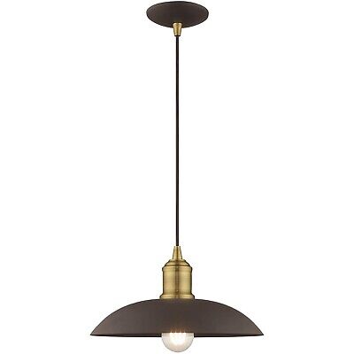 Livex Lighting 41193-07 Metal Shade - 12.5" One Light Mini Pendant, Bronze Fi...