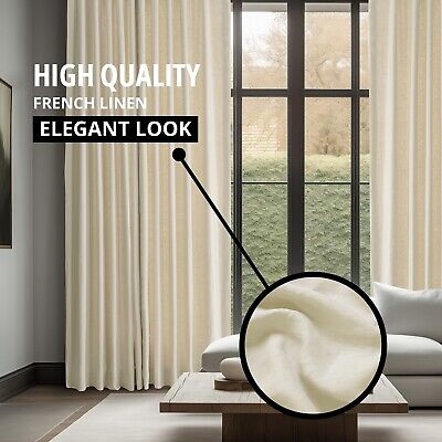 HPD Half Price Drapes French Linen Curtains 84 Inches Long Room Darkening Cur...