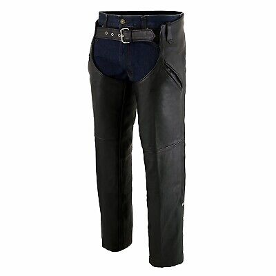 Milwaukee Leather Chaps for Men's Black Naked Leather Snap Out Thermal Lined ...