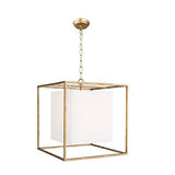 AA Warehousing 1-Light Rectangle Chandelier in Antique Gold Finish with Linen...