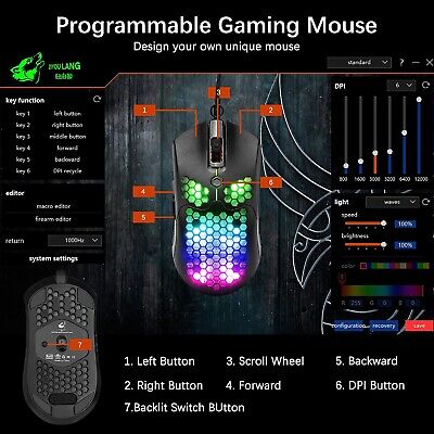 ZIYOUANG AK33 Gaming Keyboard,M5 Mouse,Rainbow LED Backlit Mechanical Keyboar...