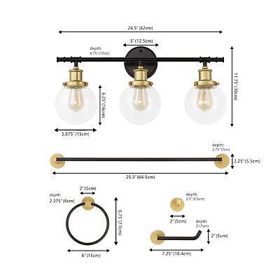 JONATHAN Y JYL1504B Hugo 24.5" 3-Light Farmhouse Classic Vanity Light with Ba...