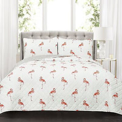 Lush Decor Kelly Flamingo Quilt Reversible 3 Piece Bedding Set with Pillow Sh...