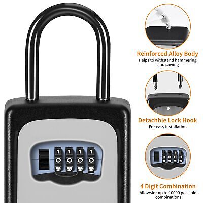 Portable Key Lock Box, Upgrade Clearly Visible Numbers, Lock Box Wall Mounted...