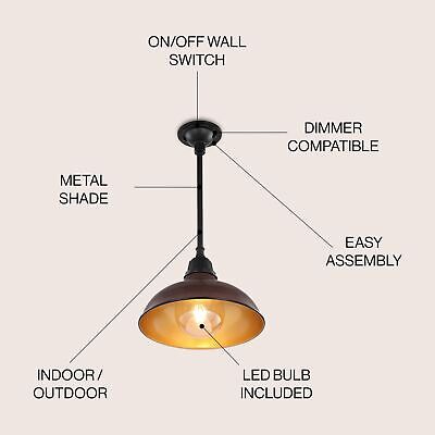 JONATHAN Y JYL7611G Jasper 12.25" 1-Light Farmhouse Industrial Indoor/Outdoor...