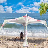 Buheco Beach Tent Pop Up Shade 7x7.5ft Beach Canopy Sun Shelter UPF50+ with 4...