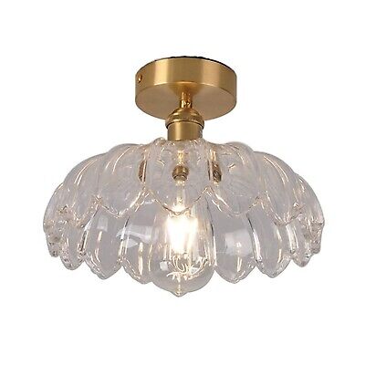 Auwieou Modern Brass Semi Flush Ceiling Light Industrial Glass Close to Ceili...