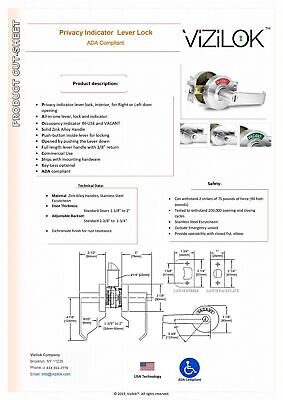 VIZILOK ADA Compliant, Single Egress Indicator Privacy Lock C5FP-L Durable AN...