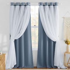 NICETOWN Bedroom Curtains for Kids, Room Darkening Thermal Insulated Sliding ...