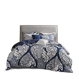 Madison Park Vienna Sateen Cotton Comforter Set, Queen, Indigo