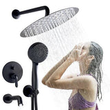 Fransiton 10 Inches Matte Black Shower Faucet Set with Tub Spout,Rainfall Dua...