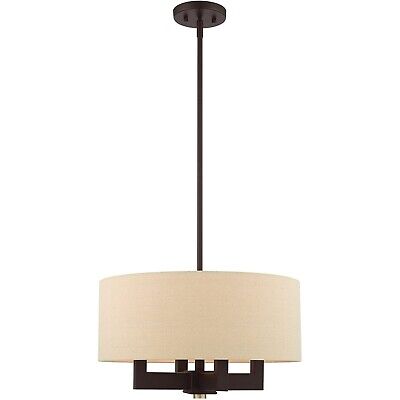 Livex Lighting 46164-07 4 Light Bronze Chandelier, Bronze W/Antique Brass Acc...