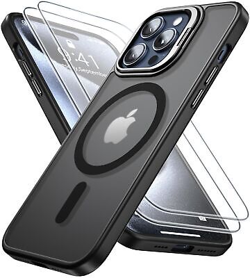 Magnetic Shockproof for iPhone 15 Pro Case, with Stand add 2 Screen Protector...