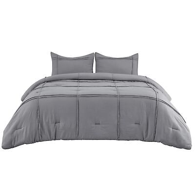 Bedsure California King Comforter Set with Sheet - 4 Pieces Soft Grey Bedding...