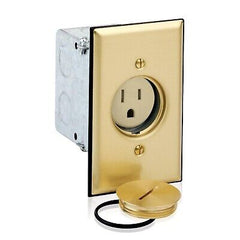 Leviton 5249-TFB 1-Gang Single Receptacle Floor Box Assembly, Tamper-Resistan...