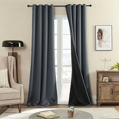 Rutterllow 100% Blackout 340 GSM Curtains 2 Panels, Full Shade 102 Inches Lon...