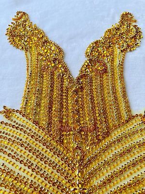 Handsewing beads sequins rhinestones large lace applique handmade shin crysta...