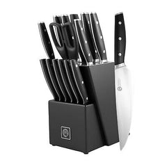 MasterChef Kitchen Knife Set with Block and Sharpener Plus Scissors, 15pc Che...