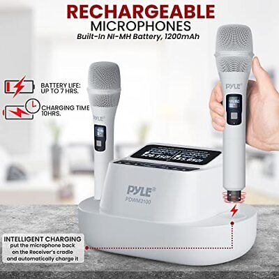 Pyle UHF Receiver System, Wireless Bluetooth Microphone Includes 2 USB...