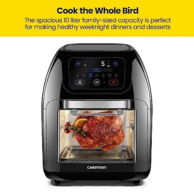 CHEFMAN Multifunctional Digital Air Fryer+ Rotisserie, 10 Quart, Black