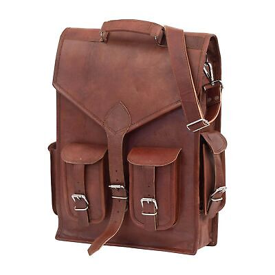 Shy Shy Let&#8217;s Touch The Sky 18 inch Brown Premium Leather Laptop Backpack