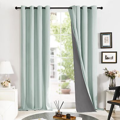 Deconovo Linen 100% Blackout Grommet Curtains for Bedroom and Living Room,Lig...