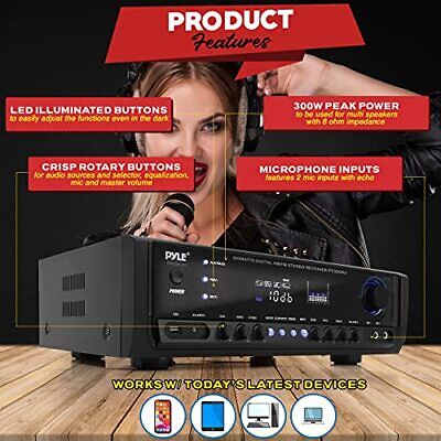 Pyle Home Audio Power Amplifier System - 300W 4 Channel Theater Stereo...