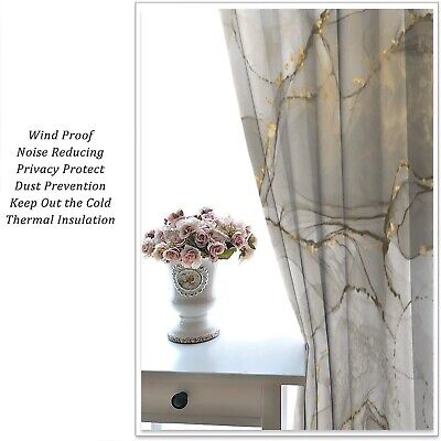 Marble Curtains, Ombre Marble Texture Abstract Window Treatments for Living R...