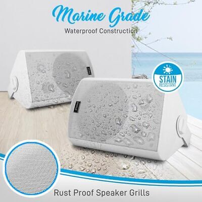 Outdoor Wall-Mount Patio Stereo Speaker - Waterproof Bluetooth 6.5 in, White