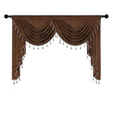 ELKCA Thick Chenille Window Curtains Valance for Living Room, Chocolate Valan...