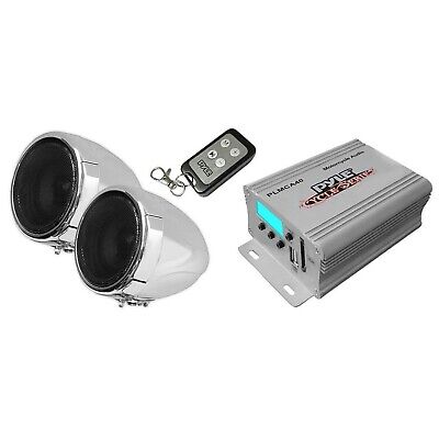 Pyle Motorcycle Speaker and Amplifier System - 100 Watt Weatherproof w/Two 3"...